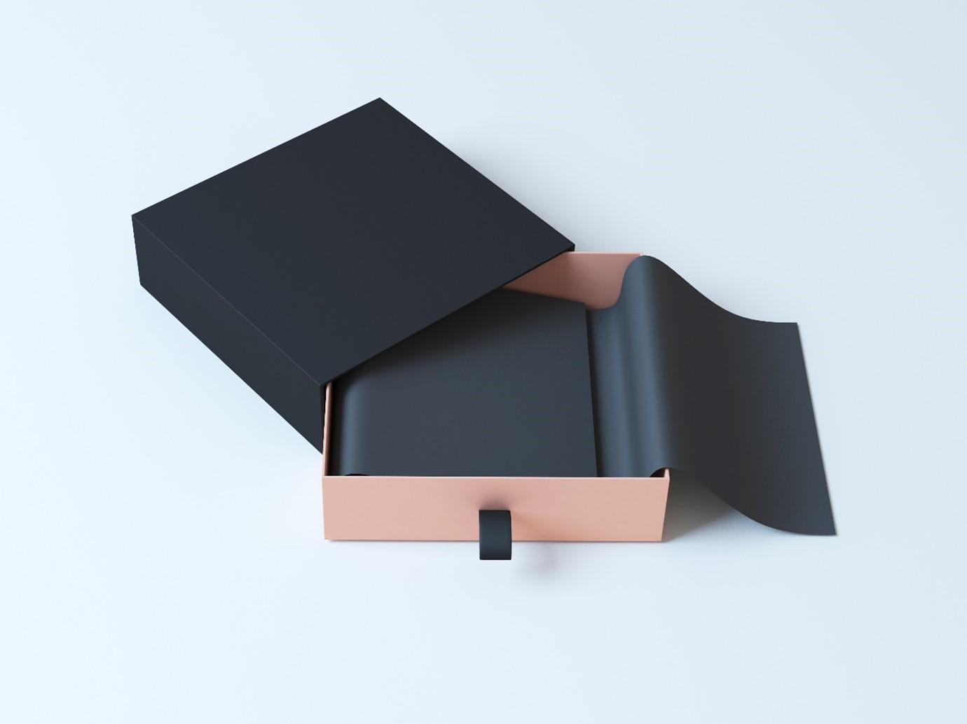 Open Bronze Box Packaging with Black Paper Inside and Black Sleeve