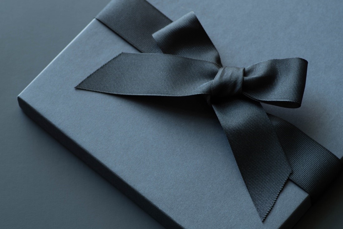 Navy Blue Packaging Box with Navy Blue Bow Ribbon