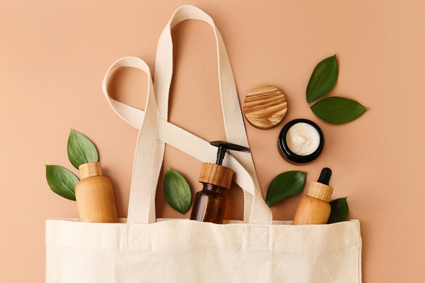 Eco-friendly Beauty Products in a Brown Tote Bag
