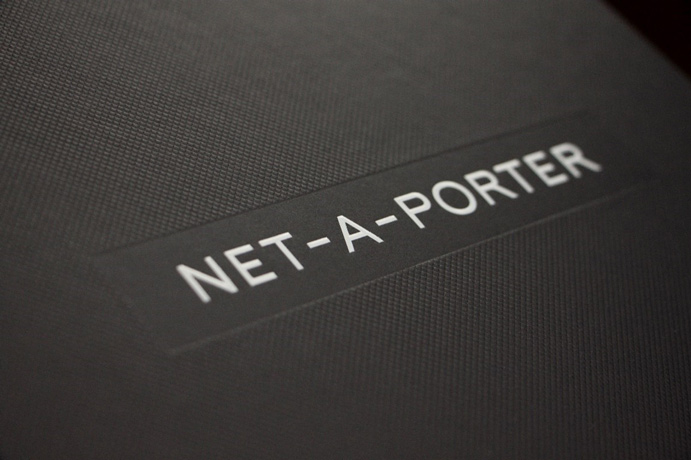 Net-a-Porter White Logo on Black Packaging