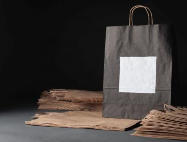 Recycled Paper Gift Bag on Black Background