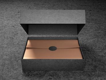 Copper Wrapped Package in a Black Box with Lid